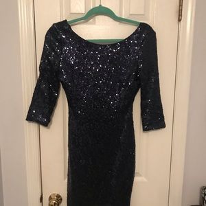 blue sequin dress